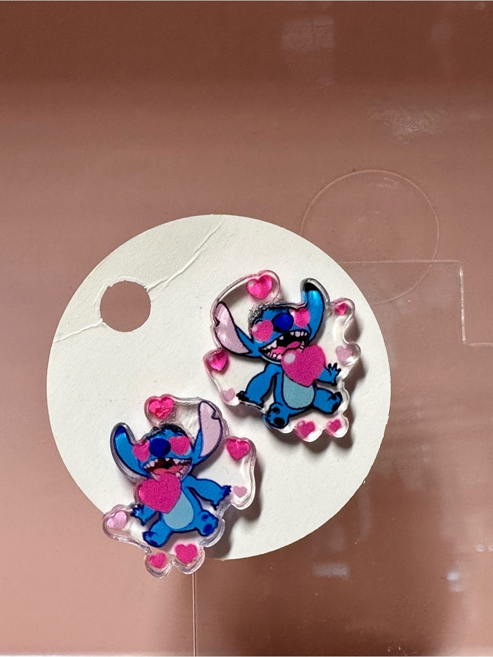 Blue Heart Stitch Acrylic Kids Earrings